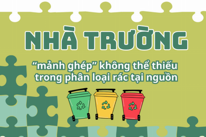 Gia đình người Việt đang cùng nhau phân loại rác tại nhà để tái chế, thực hành bài học giáo dục công dân 9 bài 15 về bảo vệ môi trường.